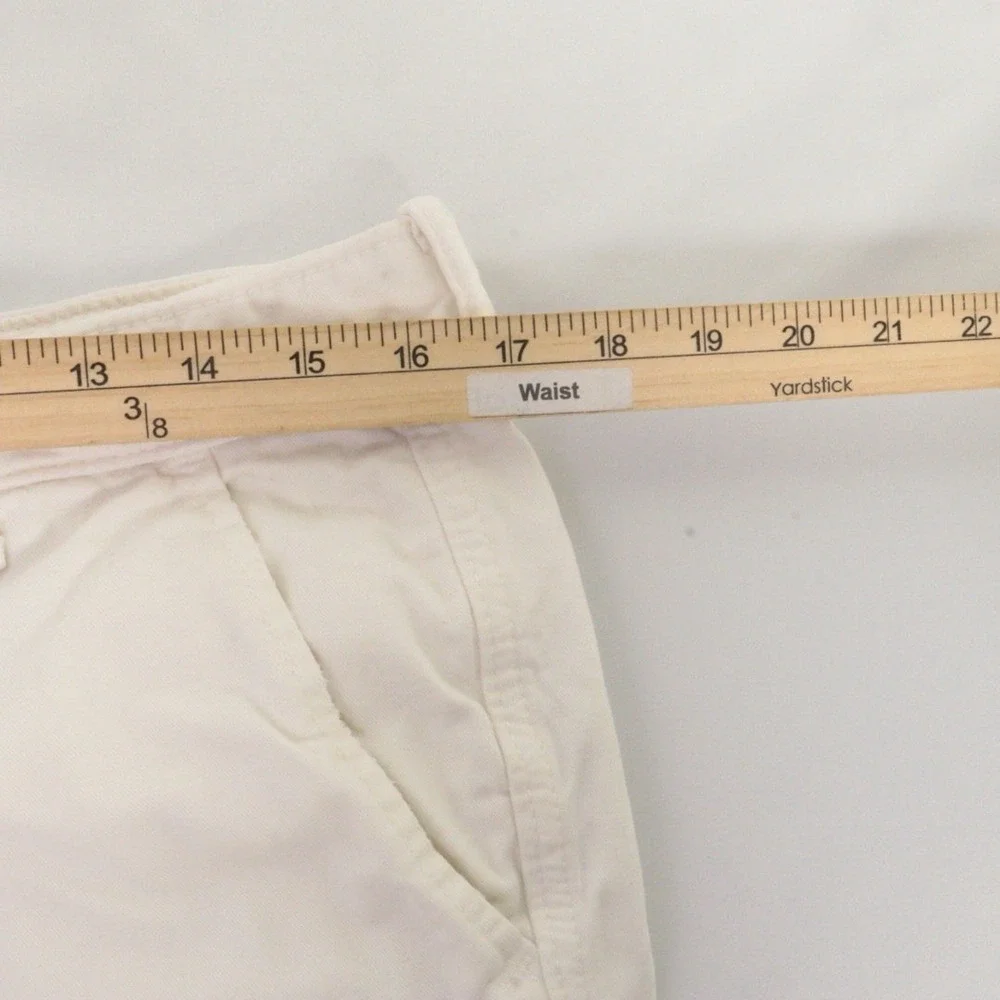 Vintage Hollister Shorts Mens 33 White Canvas Button Fly Chino Bermuda 9